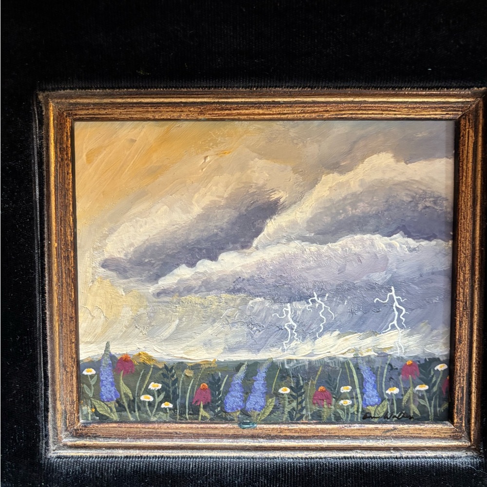 Original Thunderstorm Painting with Vintage Frame - Picture 5 of 11